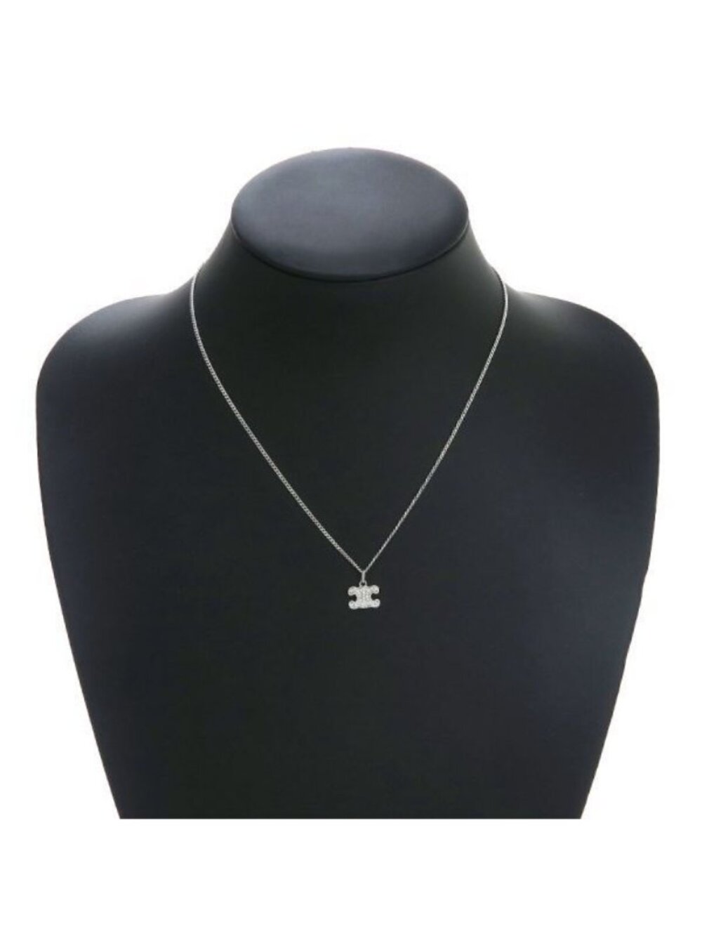 Celine Triomphe Rhinestone Necklace Rhodium Finish - Picture 8 of 8